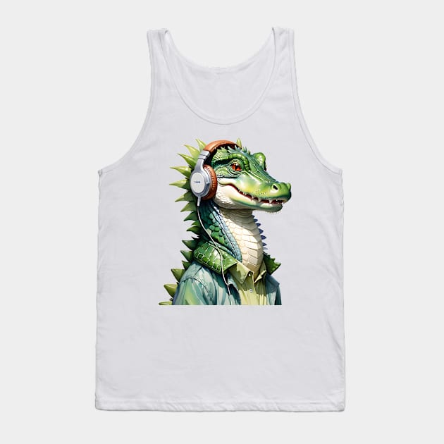 Alligator Earphones Tank Top by Carpede